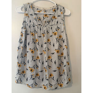 Mason & Belle Blouse Women's Sleeveless Floral Lace V-Neck White M